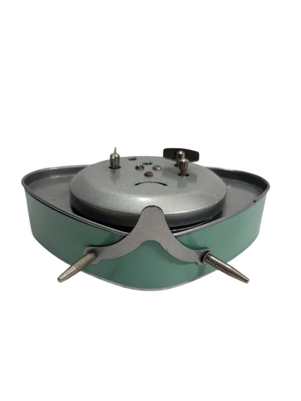 Vintage Style Sterling & Noble MCM Tabletop Clock Green Silver Retro Atomic
